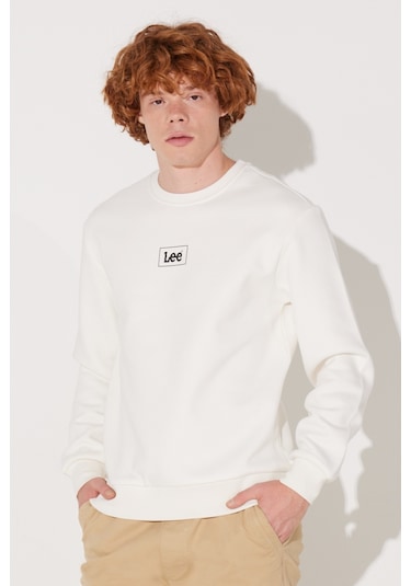 Lee Regular Fit Normal Kesim Sıfır Yaka Sweatshirt L212299102 Kırık Beyaz