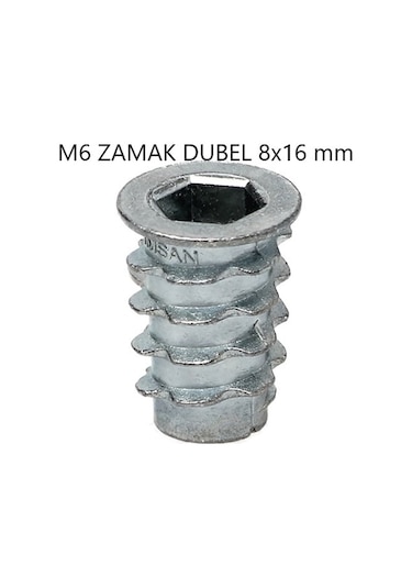 Metal Dübel Ahşap Mobilya Bağlantı Zamak Vida Yuvası M6 8X10 10 Adet