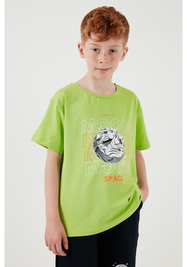 Lela Pamuklu Regular Fit Bisiklet Yaka Şortlu Alt-Üst Erkek Çocuk Takım 6212008 Fistik