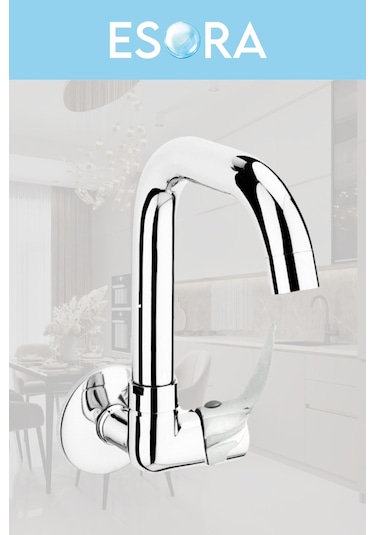 Mix Tekli Duvardan Köşe Borulu Lavabo Bataryası Musluğu Çeşmesi Krom
