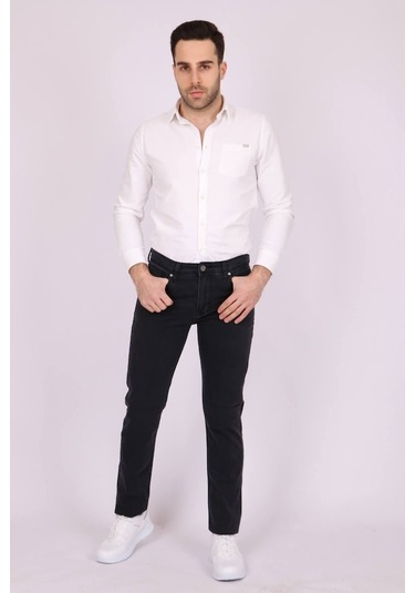 Erkek Füme Slim Fit Dar Kesim Pamuk Denim Jean Kot Pantolon