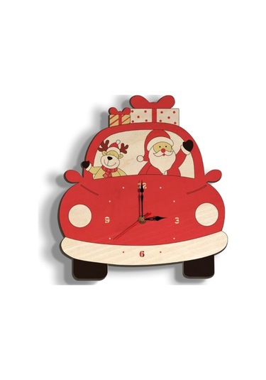 Goldenqian Sevimli Karikatür Akrilik Duvar Saati Sessiz Noel Noel Baba Elk Ng7fjz Kırmızı