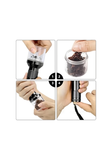 Elmpaly Alaşımlı Şarjlı Cep Tütün Değirmeni 3 Bölmeli Taşınabilir Baharat Öğütücü