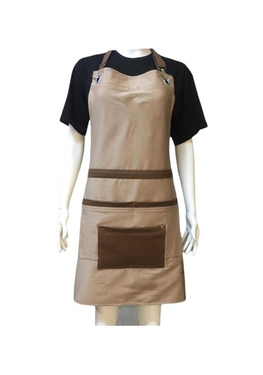 Deri Cepli Önlük Askılı Garson Berber Cafe Şef Kasap Önlük Modeller Bej