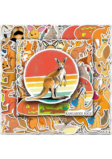 50 Adet/takım Kanguru Çıkartmaları Su Geçirmez Kendinden Yapışkanlı Karalama Defteri Dizüstü Bilgisayar Karikatür Çıkartmaları El Sanatları Ürünleri Kaesi Çok Renkli