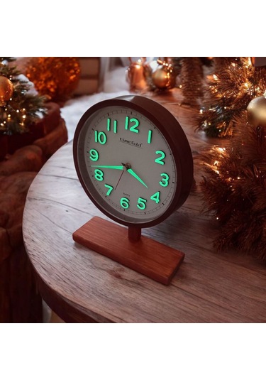 Fosforlu 3d Kabartma Rakam Eskitme Ahşap Ayaklı Ofis Masa Saati