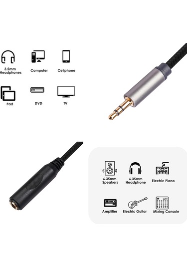 Sones 2 Adet/paket 3662b-02-03 3,5 Mm Erkek - 6,35 Mm Dişi Ses Kablosu