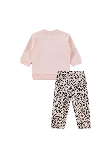 Leopar Kedi Baskılı 6-18 Ay Takım - Pembe
