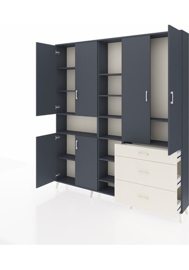 Arges Dolap 13 Raflı 3 Çekmeceli 6 Kapaklı 220x30x243 Antrasit-antrasit/aytaşı Antrasıt/aytası Arges Dolap 13 Raflı 3 Çekmeceli 6 Kapaklı 220x30x243 Antrasit-antrasit/aytaşı Antrasıt/aytası