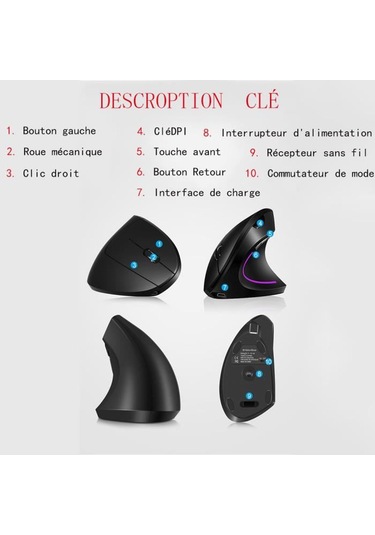 Kablosuz Dikey Fare, 6 Düğmeli Kablosuz Fare, Taşınabilir Dikey Kablosuz Fare, Kablosuz Fare