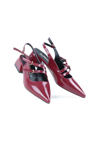 Ayakkabımood S.p 4 Cm Arka Açık Sivri Burun Rugan Kadın Ayakkabı Bordo