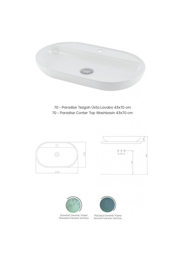 Karen Banyo Paradise 70 CM Tezgah Üstü Lavabo