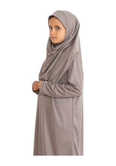 İki Parça Çocuk Elbisesi Seti Eşarp İle Takım Taba