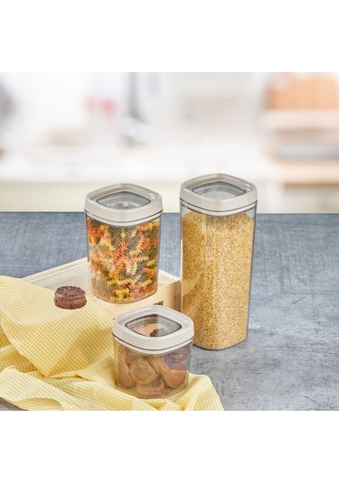Ceronni Bonny Erzak Saklama Kabı 3lü Set 1,8lt - 1lt - 600ml Bej Bej