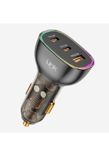 C506 Şeffaf 80w Çift Pd 30+20w & Qc 30w Süper Hızlı Araç Şarj C Siyah