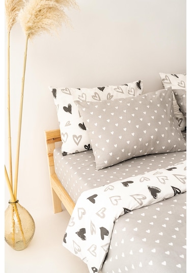 Soley Mix & Match Lover %100 Pamuk Çift Kişilik Nevresim Seti Beyaz