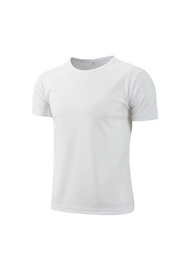 Beyaz Spor Fitness T-shirt Erkek Yaz Örgü Serin Koşu Hafif Çabuk Kuruyan Kısa Kollu L-3xl Beyaz