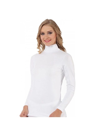 Giyim Bayan Uzun Kol Boğazlı Body Beyaz Beyaz