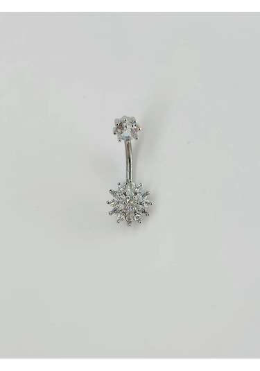 Çiçek Detaylı Göbek Piercing - Pg0088 Çok Renkli