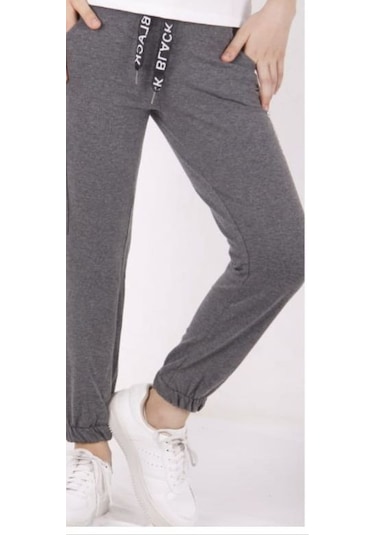 Toontoy Kız Çocuk Artistic Baskılı Jogger Eşofman Alt Antrasit Melanj