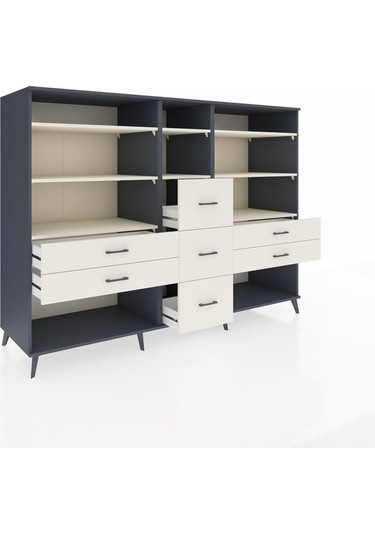 Kronos Dolap 8 Raflı 7 Çekmeceli 220x59x163 Antrasit-aytaşı Antrasit-aytaşı