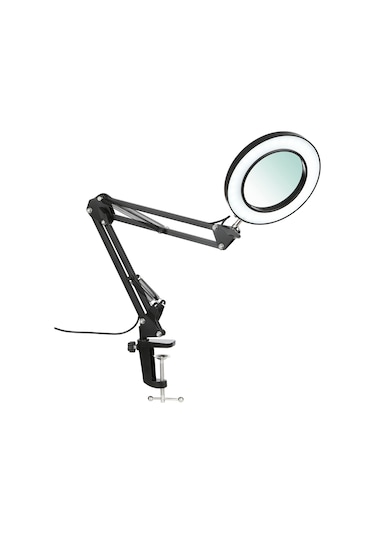 Tomshine Siyah Tomshine Esnek Kelepçeli Masa Lambası, 8x Büyüteçli