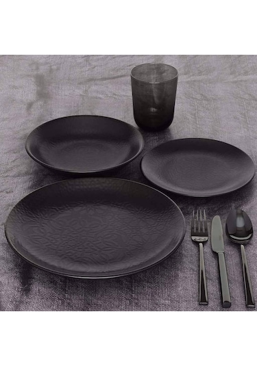 Güral Porselen Matt Bone Siyah Servis Tabağı 25 CM