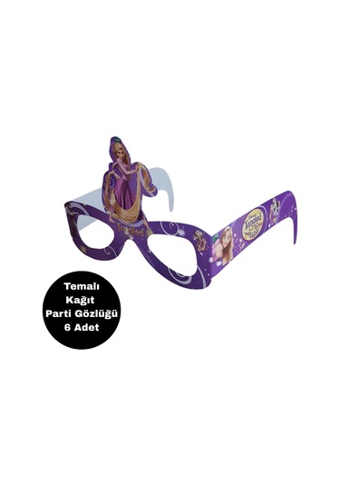Rapunzel Temalı Kağıt Gözlük 6 Adet Parti Gözlüğü Tüm Yaşlar