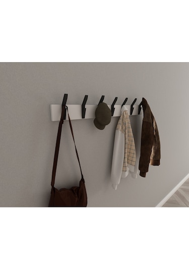 Hepsi3boyutlu Modern Duvar & Kapı Kanca Askılık - 7 Adet Siyah Kanca Askılık - Model No : 3 Siyah