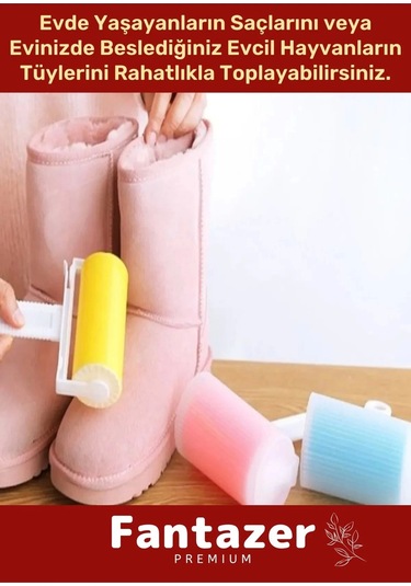 Fantazer Yeni Nesil Dayanıklı Evcil Hayvan Kedi Köpek Bot Yıkanabilir Pratik Tüy Toz Toplama Rulosu Aparatı