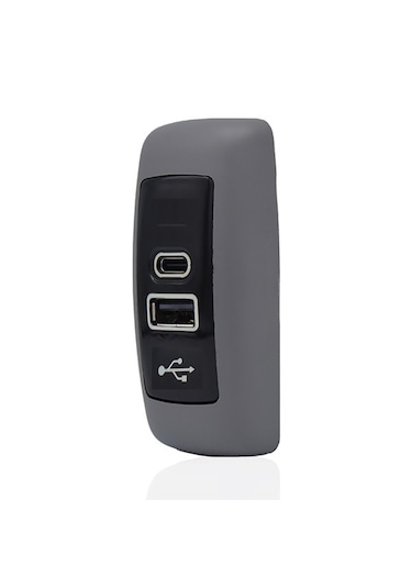 Usb Şarj Düz Tip Gri + Siyah Gövde Mavi Led 12v/24v 1