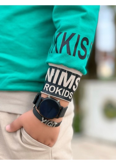 Modavals Gömlek Yaka Sweatshırt Ve Gabardin Kargo Pantolon Erkek Çocuk Kombin Yeşil