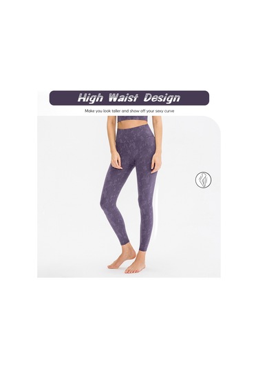 Kosona Kadınlar İçin Yoga Taytları - Kamuflaj Desenli - Rahatsız Edici Çizgisi Yok - Nefes Alır Hızlı Kuruyan - Yüksek Bel Kalça Geliştirici - Spor Jogging İçin Dar Paça Pantolon - Mor 8/l Avrupa Bedeni Mor