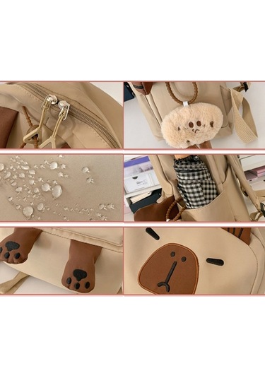 Novahub Sevimli Öğrenciler Yeni Tasarım Büyük Kapasiteli Çok Yönlü Haki Sırt Çantası Haki - Kahverengi