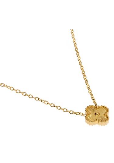 Kadın Minimal Yonca Model Çelik Kolye Gold