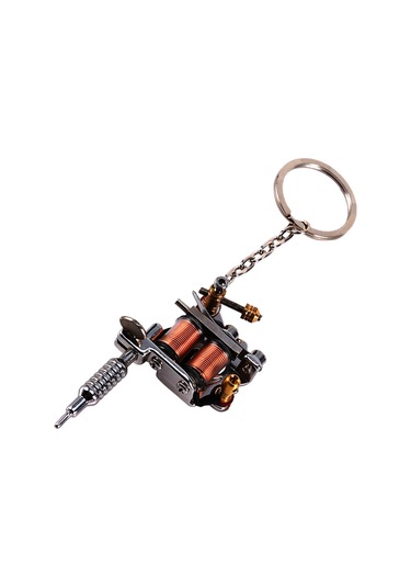 Hangfox Mini Dövme Makinesi Anahtarlık, Çelik Ve Çinko Alaşımlı, Gerçek Bobinler, Dekoratif Pendan, Taşınabilir Unisex Aksesuar