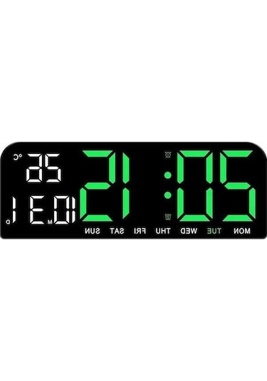 Novahub Zamanlama Yeşil Tarih Sıcaklık Sayım Saati Saati Saat Masa Led Işığa Hafta Geri Duyarlı Duvar Dijital Çalar Büyük Alarm 9 2 12/24h Dy Yeşil
