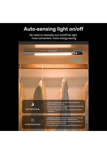 Yunboo Siyah Aluminyum Usb Şarjlı Manyetik Dolap Işığı - 3 Renk Tonu Soğuk/orta/sıcak Beyaz - 4 Seviye Parlaklık - Gündüz/gece Sensörü - Sürekli Açık Modu Diğer