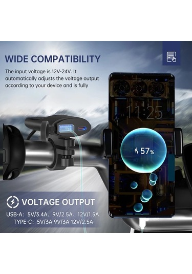 Honeybeeshop 12v Tip C Usb Hızlı Şarj Cihazı Pd Qc3 Evrensel Motosiklet Araba Telefon Şarj Aleti App Huawei Uyumlu