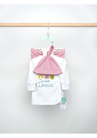 Sezgibaby 3'lü Kız Bebek Zıbın Seti Beyaz-pembe