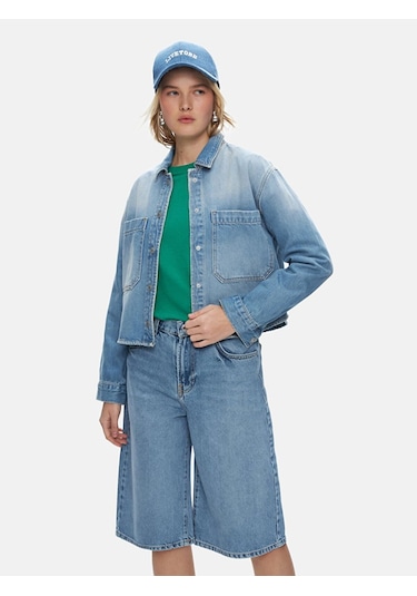 Ltb Peta Crop Jean Gömlek 010096123414066 55800 Orta Mavi