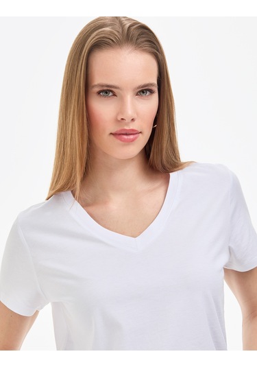 Pierre Cardin Kadın Beyaz Tişört Basic 50326875-vr013
