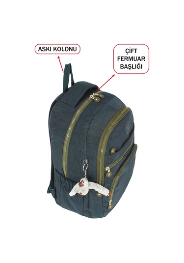 Dada Okul Sırt Çantası Yeşil Ortaokul Lise Geniş İç Hacim Ortopedik Su Geçirmez Kumaş Yeşil