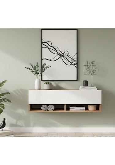 Robin Home Lia Hol Antre Dresuar Duvara Monte 100cm Atlantik Çam - Beyaz Beyaz