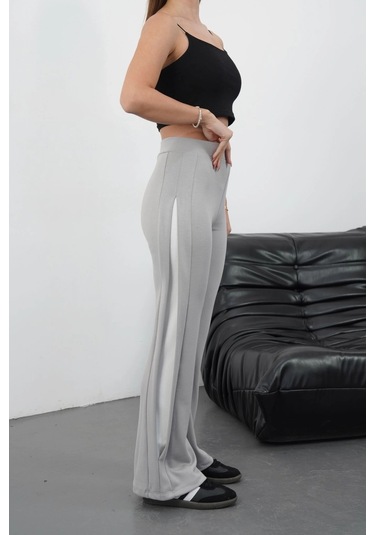 Yandan Katlamalı Pantolon Gri Gri