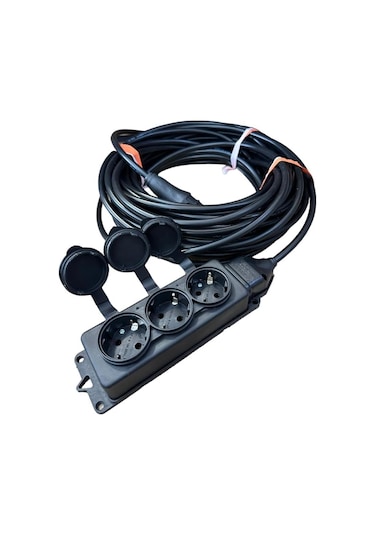 1 Metre 3'lü Grup Priz 3x2.5mm Cca Ttr Siyah Seyyar Elektrik Kablosu