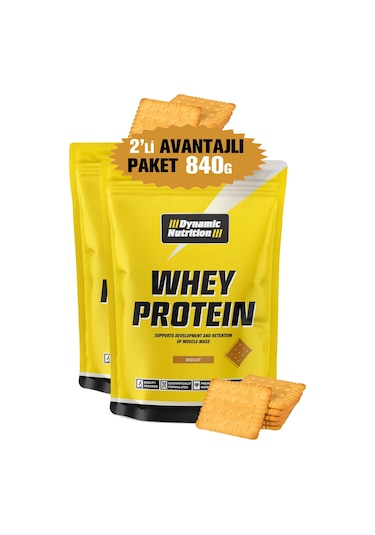 Dynamic Whey Protein Tozu - 420 G X 2 840 G - 28 Servis - Bisküvi