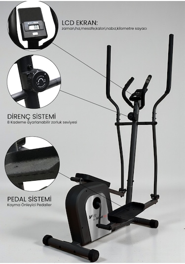 Voit V-fit By Rio Eliptik Kondisyon Bisikleti Ev Tipi, Sessiz Ve Kompakt Siyah
