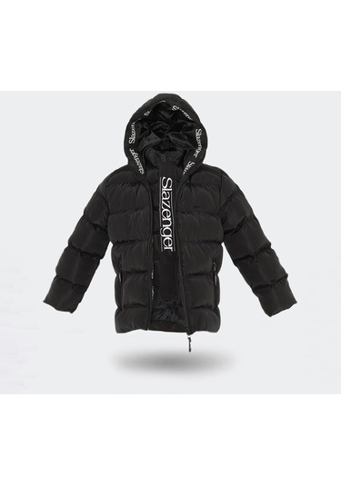 Slazenger NEONS Çocuk Kapüşonlu Şişme Siyah Mont & Kaban