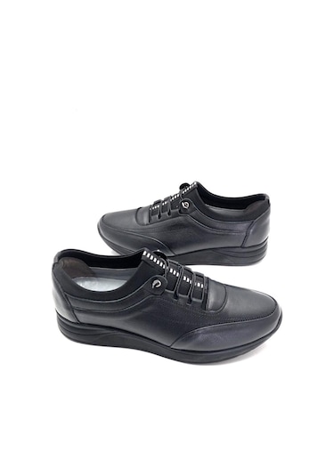 Hakiki Deri Tam Ortopedik Poli Hafif Taban Erkek Ayakkabı Siyah